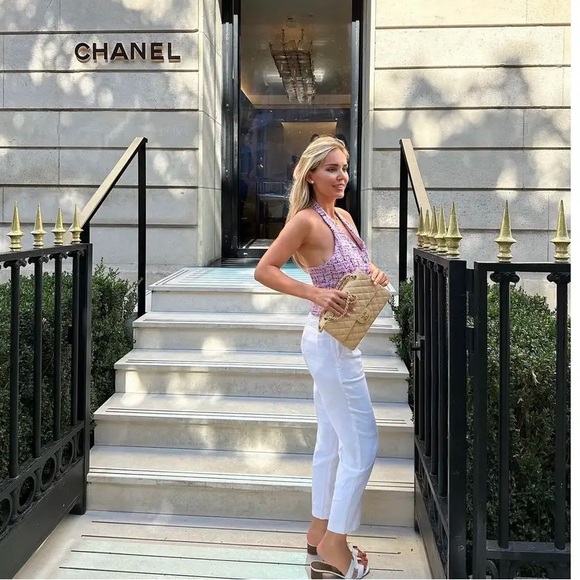 Chanel Pink Tweed Halter Vest Crop Top with Silk Lining & Deco Buttons / FR 38 - Picture 4 of 16